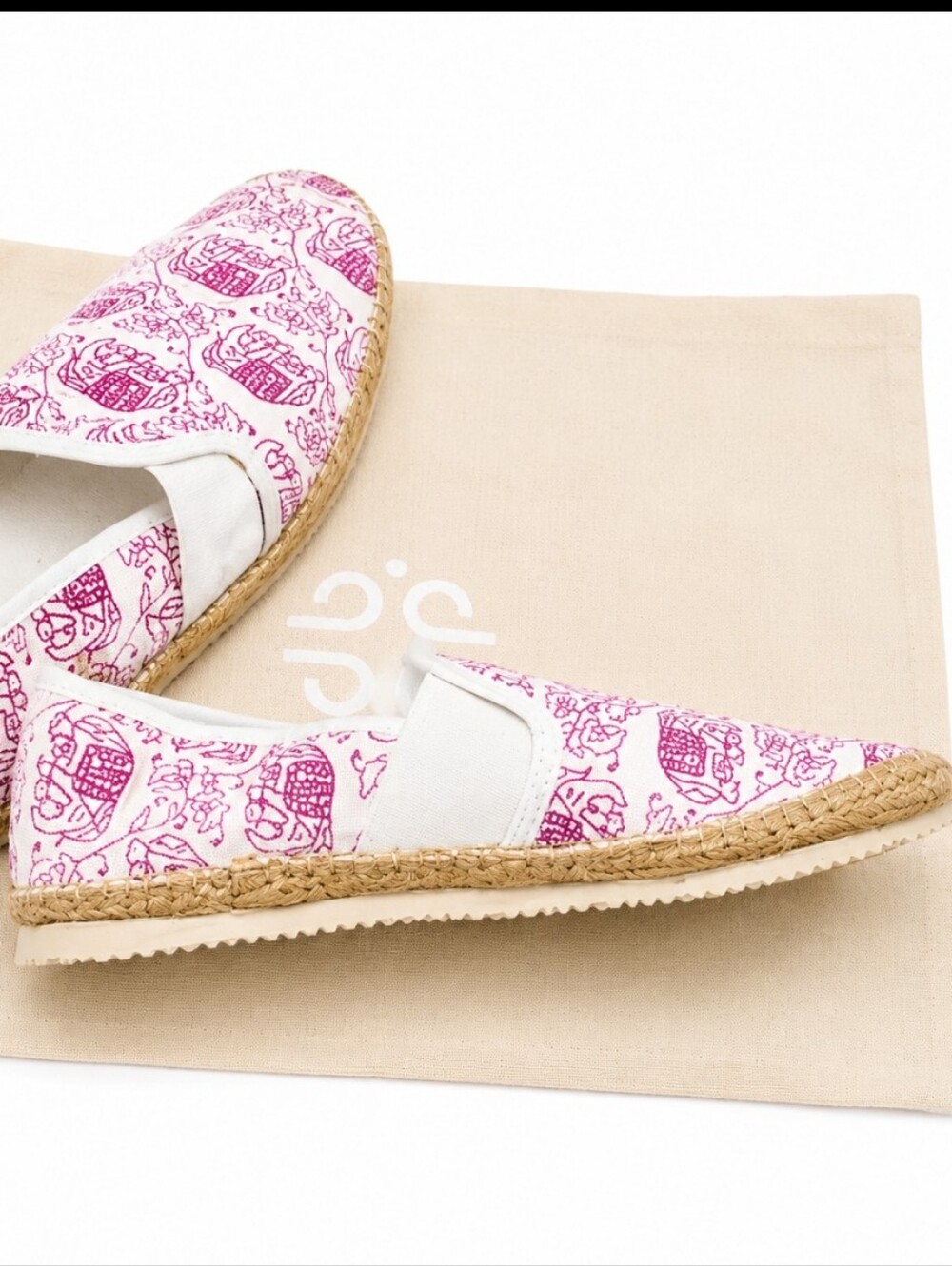NIB House of Pom Elephant Pink Espadrilles Portugal Slip-On Flats Size 40 (W9) - Picture 4 of 6